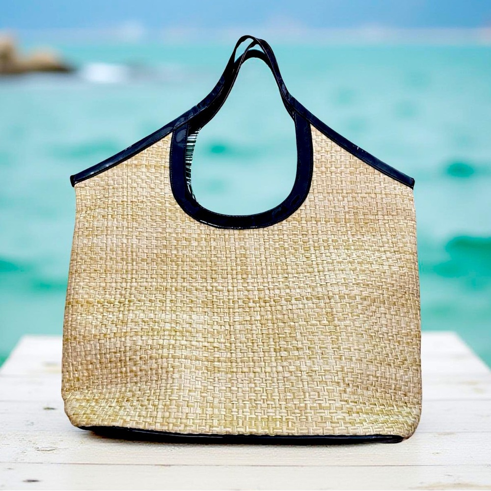 Elegant Tan and Black Tote Bag